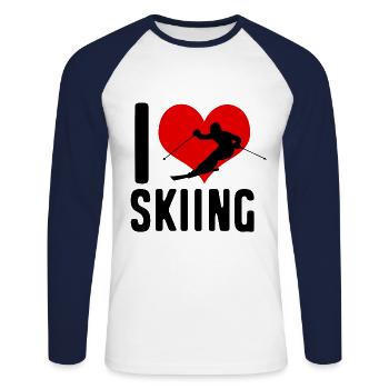 Ski ski cher noir - T-shirt baseball manches longues Homme - blanc/marine - Devant - Nik (191cm)