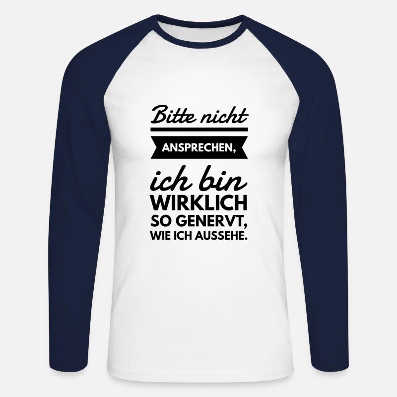 Bitte nicht ansprechen Spruch Tshirt - Unisex Baseballshirt langarm - Weiß/Navy