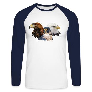 Peregrine Falcon and Eagles - Unisex Long Sleeve Baseball T-Shirt - white/navy - Front - Nik (191cm)