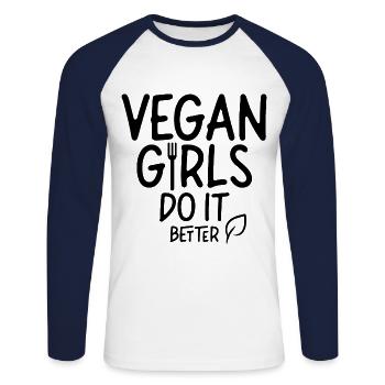 Vegane Mädchen Machen Es Besser Veganer Vegan - Unisex Baseballshirt langarm - Weiß/Navy - Vorne - Nik (191cm)