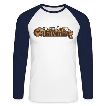 California Retro Style with Flowers - Unisex Long Sleeve Baseball T-Shirt - white/navy - Front - Nik (191cm)