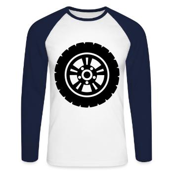 Réglage des pneus - T-shirt baseball manches longues Homme - blanc/marine - Devant - Nik (191cm)