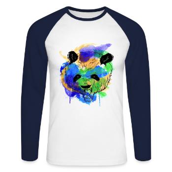 A Beautiful and Fun Watercolor Panda Design - Unisex Long Sleeve Baseball T-Shirt - white/navy - Front - Nik (191cm)
