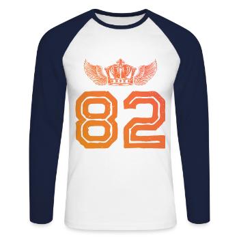 82 Number crown - Unisex Long Sleeve Baseball T-Shirt - white/navy - Front - Nik (191cm)