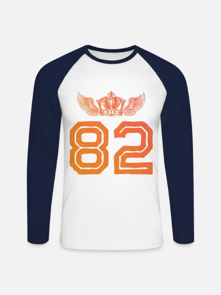82 Couronne numérique - T-shirt baseball manches longues Homme - blanc/marine