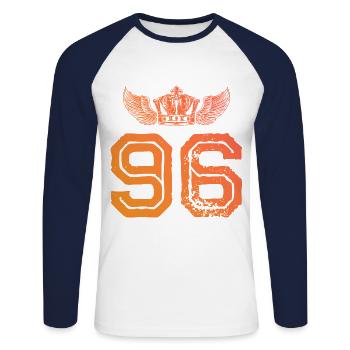 96 Number crown - Unisex Long Sleeve Baseball T-Shirt - white/navy - Front - Nik (191cm)