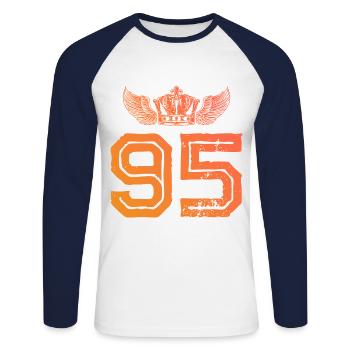 95 Number crown - Unisex Long Sleeve Baseball T-Shirt - white/navy - Front - Nik (191cm)