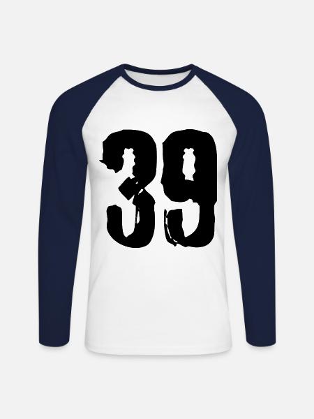 Maillot numéro 39 - T-shirt baseball manches longues Homme - blanc/marine