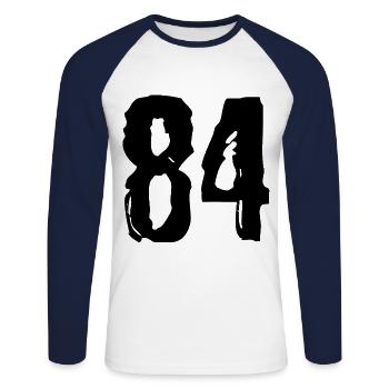 84 number jersey - Unisex Long Sleeve Baseball T-Shirt - white/navy - Front - Nik (191cm)