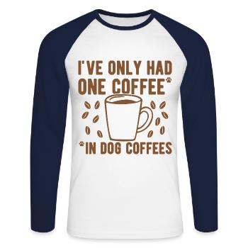Coffee Saying Dog Coffees Coffees Coffee Lovers - Unisex Long Sleeve Baseball T-Shirt - white/navy - Front - Nik (191cm)