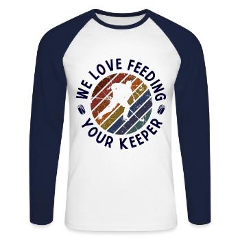 Eishockey - Unisex Baseballshirt langarm - Weiß/Navy - Vorne - Nik (191cm)