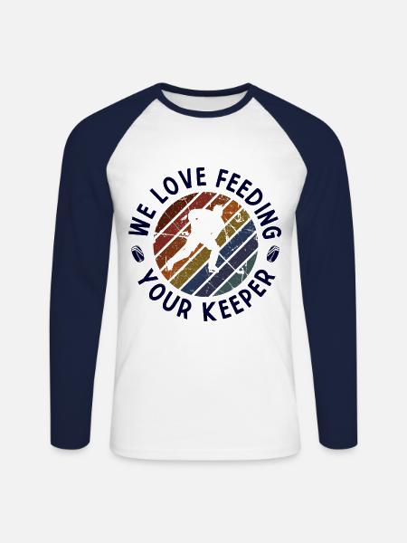 Eishockey - Unisex Baseballshirt langarm - Weiß/Navy
