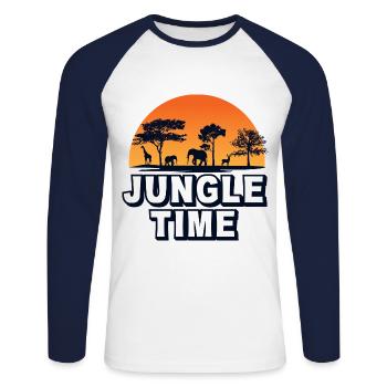 Safari Big Five - T-shirt baseball manches longues Homme - blanc/marine - Devant - Nik (191cm)