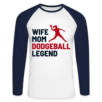 Völkerballspieler Mutter Frau Legende Lustig - Unisex Baseballshirt langarm - Weiß/Navy - Vorne - Nik (191cm)