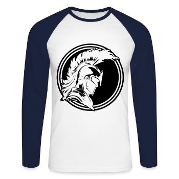 Warrior Sparta Helmet Spartan - Unisex Long Sleeve Baseball T-Shirt - white/navy - Front - Nik (191cm)