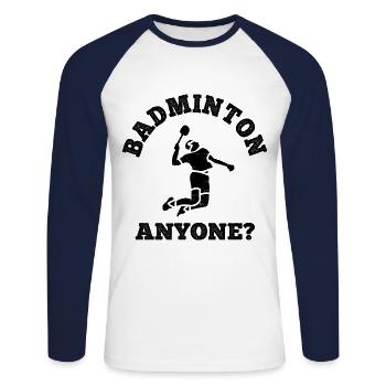 Badminton - Unisex Baseballshirt langarm - Weiß/Navy - Vorne - Nik (191cm)