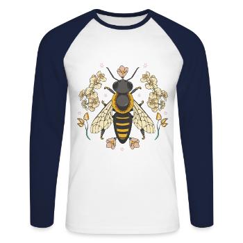 Biene Bienen Insekt Insekten Kinder Kind Blumen - Unisex Baseballshirt langarm - Weiß/Navy - Vorne - Nik (191cm)