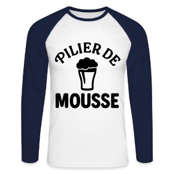 Pilier de mousse Humour Drôles Noël - T-shirt baseball manches longues Homme - blanc/marine - Devant - Nik (191cm)