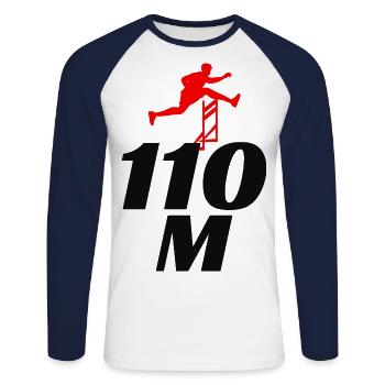 Hurdles Hurdling Hurdler Running Runner Athletes - Unisex Long Sleeve Baseball T-Shirt - white/navy - Front - Nik (191cm)