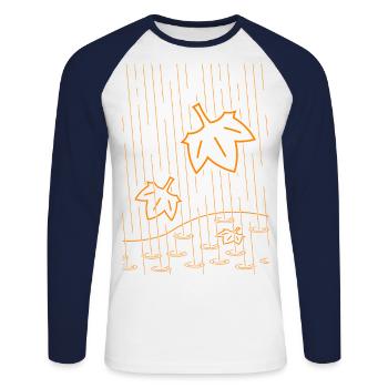 Rainy Autumn - Unisex Long Sleeve Baseball T-Shirt - white/navy - Front - Nik (191cm)