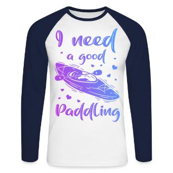 I Need A Good Paddling Canoe Rowing Paddling Rower - Unisex Baseballshirt langarm - Weiß/Navy - Vorne - Nik (191cm)