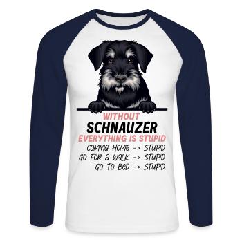 Ohne Schnauzer ist alles doof - Unisex Baseballshirt langarm - Weiß/Navy - Vorne - Nik (191cm)