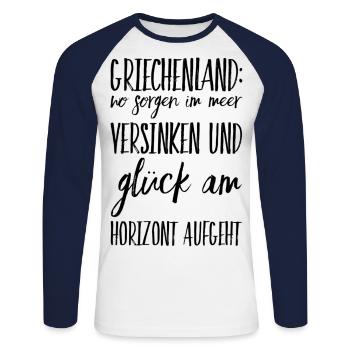 Lustiger Griechischer Spruch Griechenland Geschenk - Unisex Baseballshirt langarm - Weiß/Navy - Vorne - Nik (191cm)