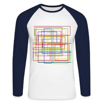 art moderne - T-shirt baseball manches longues Homme - blanc/marine - Devant - Nik (191cm)