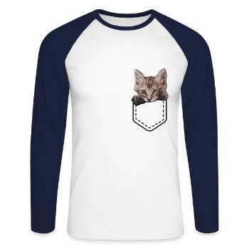 Chats, chat, dame, chat, amoureux, chat, figure - T-shirt baseball manches longues Homme - blanc/marine - Devant - Nik (191cm)