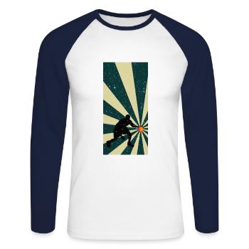 Basket-ball basket-ball équipe de basket - T-shirt baseball manches longues Homme - blanc/marine - Devant - Nik (191cm)