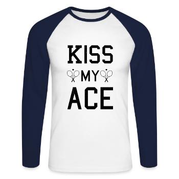 Tennis tennis player tennis court - Unisex Long Sleeve Baseball T-Shirt - white/navy - Front - Nik (191cm)