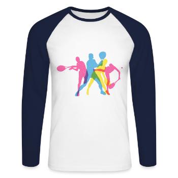 Tennis Tennis Tennis - T-shirt baseball manches longues Homme - blanc/marine - Devant - Nik (191cm)