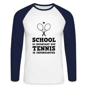 Tennis tennis player tennis court - Unisex Long Sleeve Baseball T-Shirt - white/navy - Front - Nik (191cm)