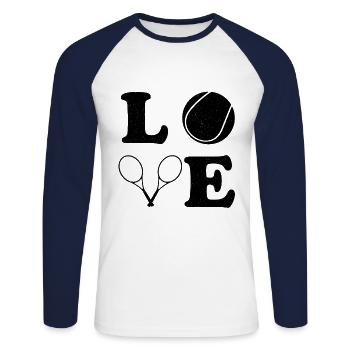 Tennis Tennis player Tennis court Love - Unisex Long Sleeve Baseball T-Shirt - white/navy - Front - Nik (191cm)