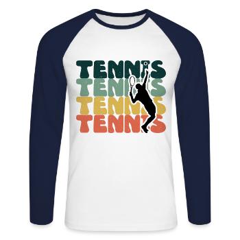 Tennis tennis player tennis court - Unisex Long Sleeve Baseball T-Shirt - white/navy - Front - Nik (191cm)