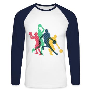Basketball basketball basketball team - Unisex Long Sleeve Baseball T-Shirt - white/navy - Front - Nik (191cm)