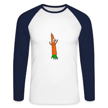Carotte Carotte betterave carotte Car - T-shirt baseball manches longues Homme - blanc/marine - Devant - Nik (191cm)