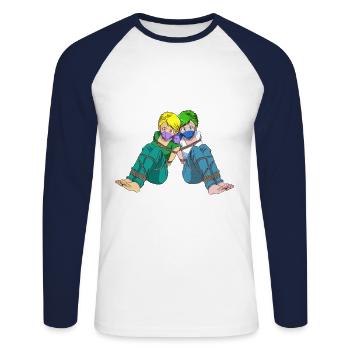MANGA ZWILLINGE GIRLS GEFESSELT ULTRA HÜBSCH - Unisex Baseballshirt langarm - Weiß/Navy - Vorne - Nik (191cm)