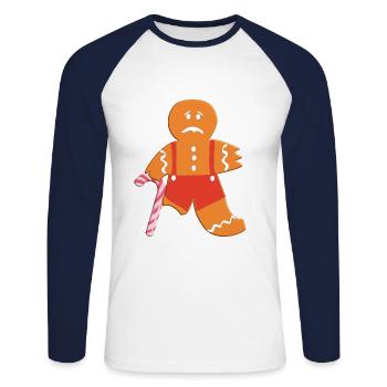 Verletzter Lebkuchenmann - Ein tolles Geschenk! - Unisex Baseballshirt langarm - Weiß/Navy - Vorne - Nik (191cm)