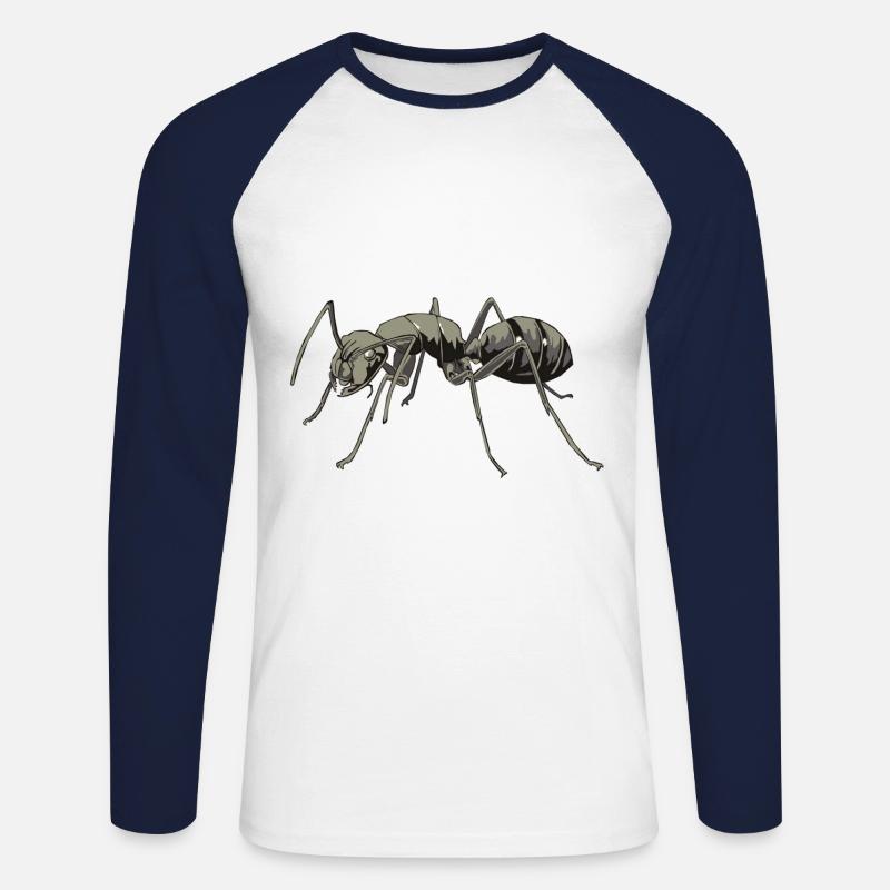 Aggro Ameise - Unisex Baseballshirt langarm - Weiß/Navy