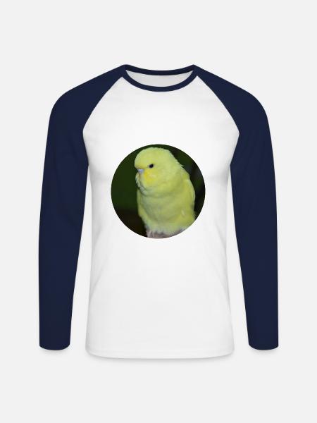 Perruche perruche jaune - T-shirt baseball manches longues Homme - blanc/marine