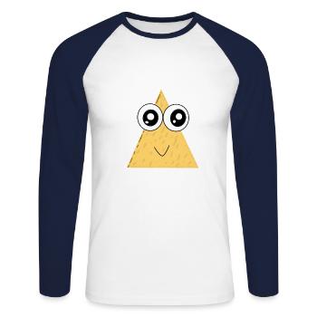 Taco Nacho Comicstyle Glubschaugen - Unisex Baseballshirt langarm - Weiß/Navy - Vorne - Nik (191cm)