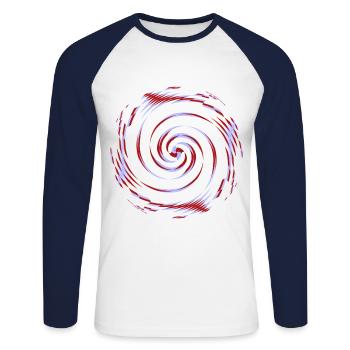 centrifugal pattern, gyro pattern - Unisex Long Sleeve Baseball T-Shirt - white/navy - Front - Nik (191cm)
