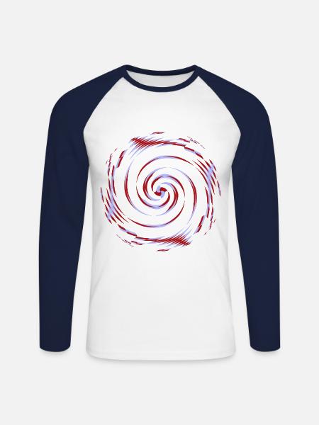 centrifugal pattern, gyro pattern - Unisex Long Sleeve Baseball T-Shirt - white/navy