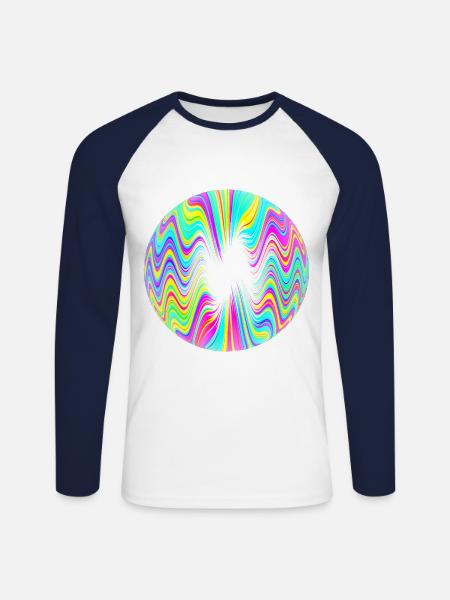 Psychedelic Bullet, Psychedelic Bullet. - Unisex Long Sleeve Baseball T-Shirt - white/navy