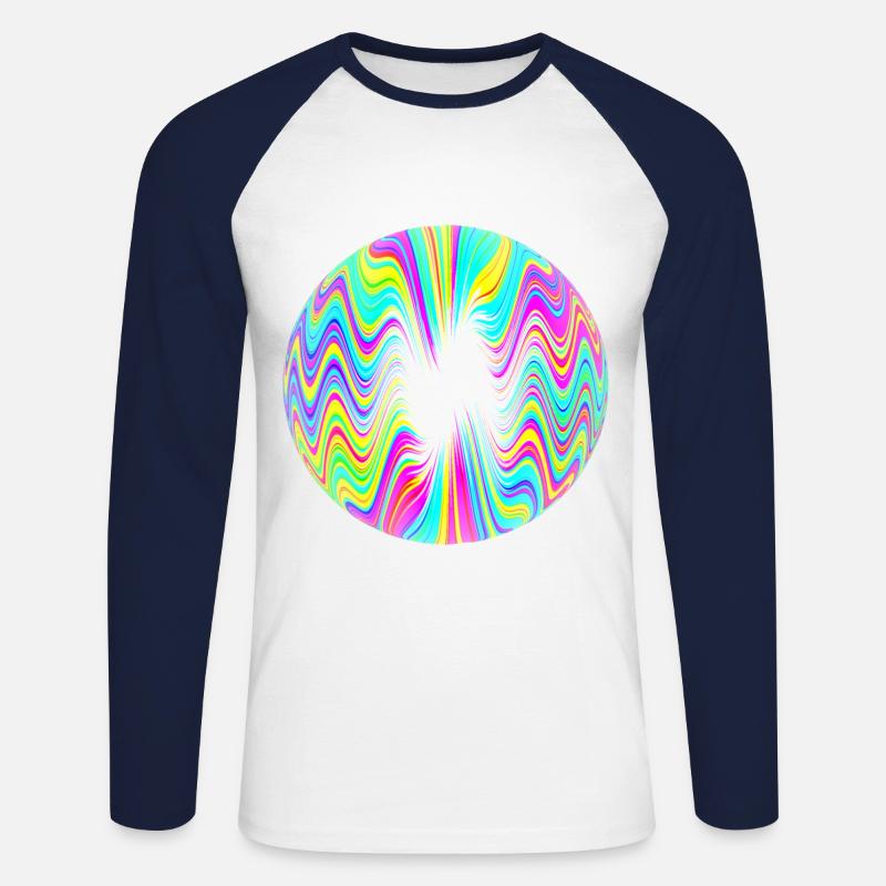 Psychedelic Bullet, Psychedelische Kugel. - Unisex Baseballshirt langarm - Weiß/Navy