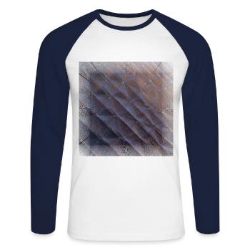 Dark angular, Dunkel Eckig. - Unisex Baseballshirt langarm - Weiß/Navy - Vorne - Nik (191cm)