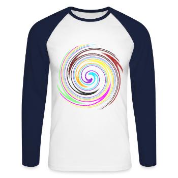 Couleurs tourbillonnantes, couleurs tourbillonnantes - T-shirt baseball manches longues Homme - blanc/marine - Devant - Nik (191cm)