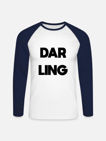 DARLING - Unisex Long Sleeve Baseball T-Shirt - white/navy