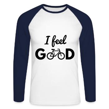 Vélo, vélo, vélo, vélo, vélo, sport - T-shirt baseball manches longues Homme - blanc/marine - Devant - Nik (191cm)